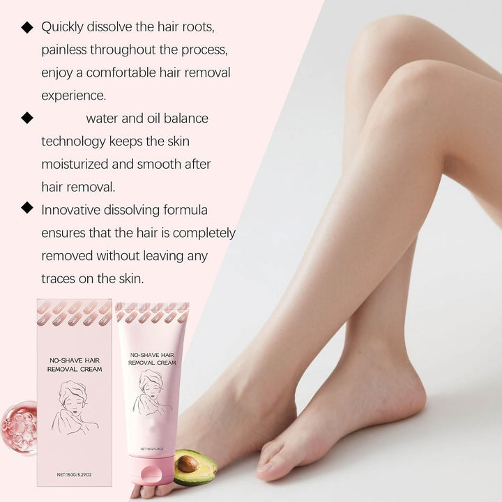 No Shave Hair Removal Cream with Scraper, 150G Hair Removal Cream for Sensitive Skin, Gentle Formula with Shea Butter, Fast and Painless Depilation for Legs, Arms, and Bikini Area, Women and Men