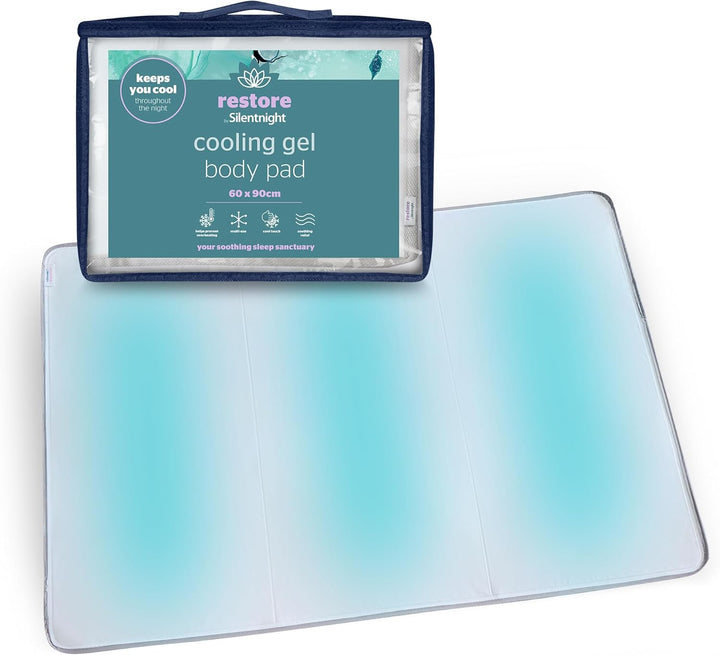Restore Cooling Gel Pillow & Mattress Pad - Helps Absorb Body Heat Prevent Overheating - Improve Sleep Quality for Night Sweats Hot Flushes Menopause - Cool Mat for Bed Sofa Car Travelling