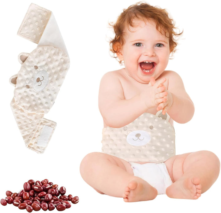 Infant Abdominal Band, Microwaveable, Red Bean Heating Liner, Machine Washable, Adjustable Velcro, Beige, for the Relief of Infant Abdominal Pain, Colic, Abdominal Distension, Soothing Babies