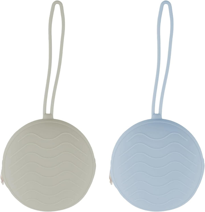 2 Pack Dummy Holder Cases with Strap,Safe Durable Pacifier Storage Container Set,Universal Portable Baby Dummy Holder Pod Box Holder Bag Accessories for Travel Home(Purple,Pink)