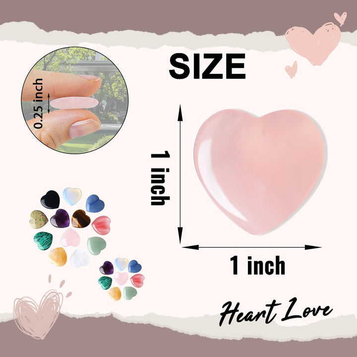 24 Pcs Crystal Gifts for Women Heart Crystals Set Assorted Healing Crystal Stones for Beginners Polished Pocket Stone Spiritual Gifts for Women（12Pcs Crystals ＆ 12Pcs Cards）
