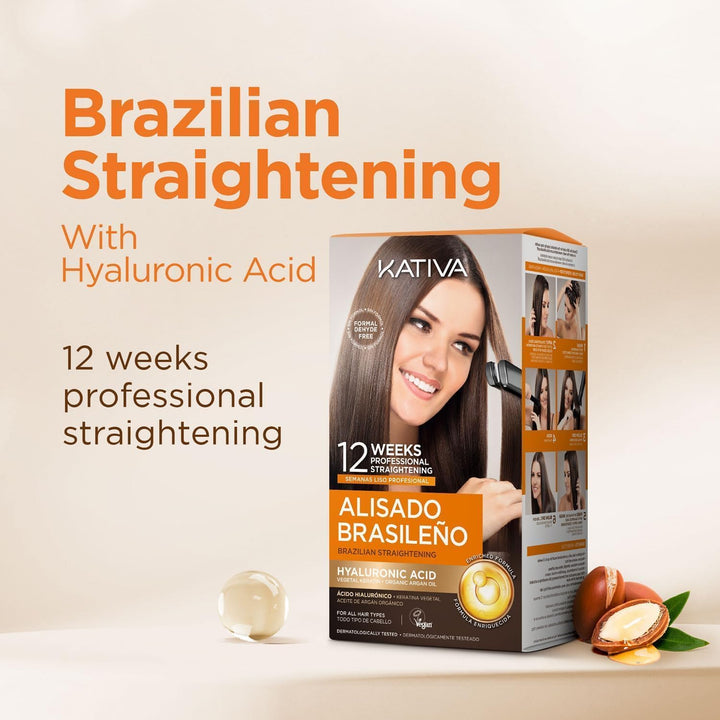 - Brazilian Keratin Smoothing Kit with Argan Oil and Hyaluronic Acid | Professional At-Home Smoothing Treatment - Lasts up to 12 Weeks - Easy to Apply | 1 Piece