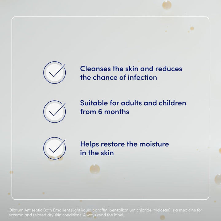 plus Antiseptic Emollient Bath Additive for Eczema and Dry Skin Conditions, Soothing and Hydrating Formula, Dermatologist Recommended Relief, 1 X 500Ml