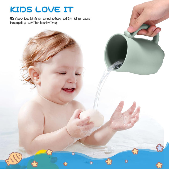 Silicone Bath Jug for Baby Washing - 700ML Rinse Cup with Easy-Grip Handle, Soft Rim Shampoo Rinser, Baby Bath Rinse Cup