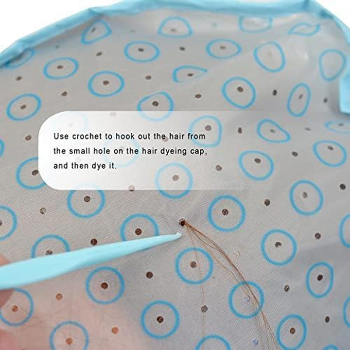1 PC Highlighting Cap Frosting Cap Hair Dye Colouring Cap and Spatula with Crochet Hook for Dyeing