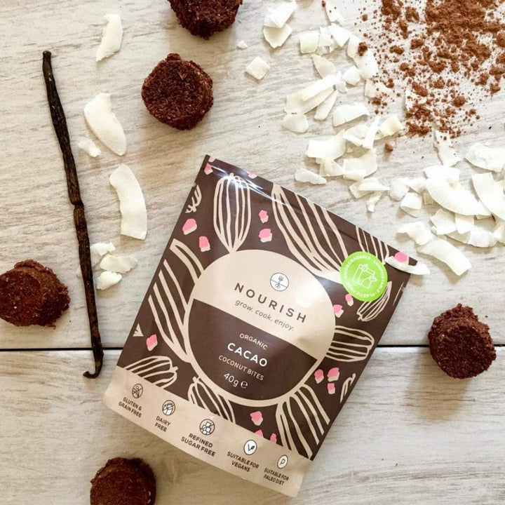 Organic Coconut Bites Tasting Box, Gluten Free, Dairy Free, Keto Snacks, 2 X Strawberry, 2 X Cacao, 1 X Vanilla X 40G