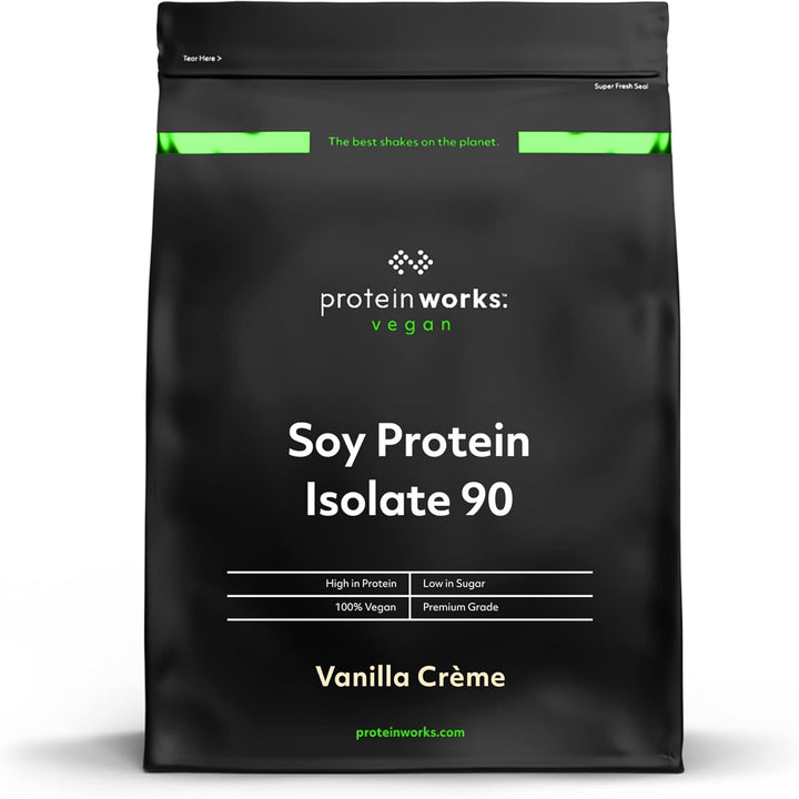 Protein Works - Vegan Soy Protein, Premium Soy Protein Isolate, Low Fat, No Added Sugar, 27G Protein, 100% Plant-Based Nutrition, Unflavoured, 33 Shakes, 1Kg