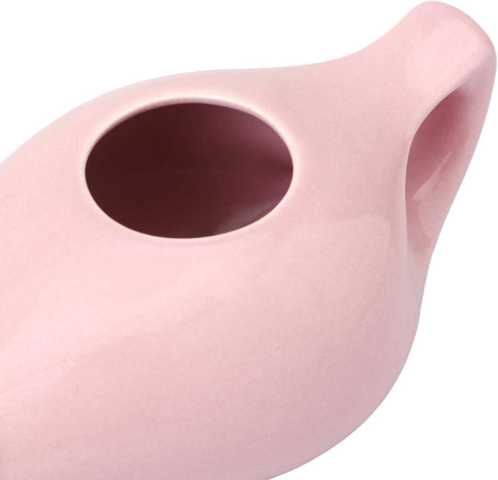 Ancient Impex Porcelain Ceramic Neti Pot with 05 Sachet Neti Salt for Nasal Cleansing - Peach Color