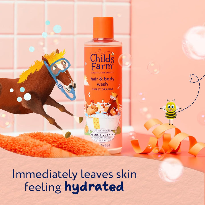 Kids Hair & Body Wash, Sweet Orange | Tear-Free, Gently Cleanses | Suitable for Dry, Sensitive Skin, 250Ml
