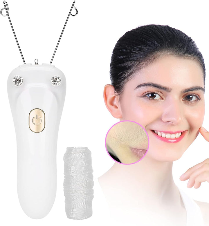 Electric Facial Hair Threader, Hair Removal Face Threading Machine USB Chargeable Cotton String Thread Lip Chin Cheek Arm Leg Body Epilator Depilation Woman Portable Device