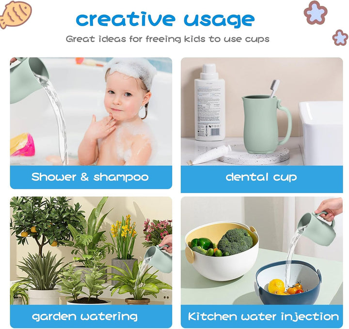 Silicone Bath Jug for Baby Washing - 700ML Rinse Cup with Easy-Grip Handle, Soft Rim Shampoo Rinser, Baby Bath Rinse Cup