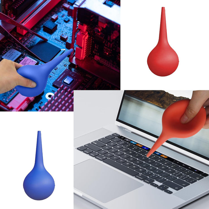 2 PCS Rubber Suction Ear Syringe Bulb - Safe and Gentle Ear Cleaner, Versatile Bulb Syringe for Ear Washing, Nasal Mucus Removal, and General Cleaning(Blue+Red)