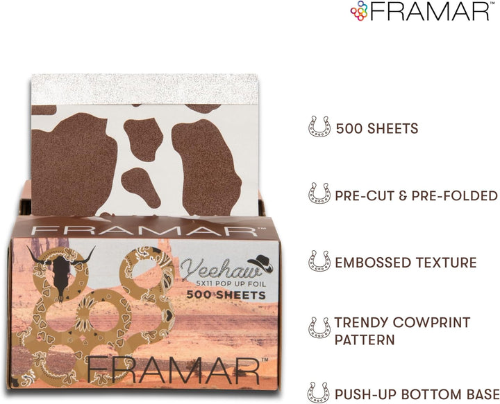 Cow Print Embossed Pop up Hair Foil, Hair Foils for Highlighting, Foils for Highlights, Hairdressing Foil for Hair Highlights, Foils Sheets, Hair Foils for Colouring – 500 Sheets