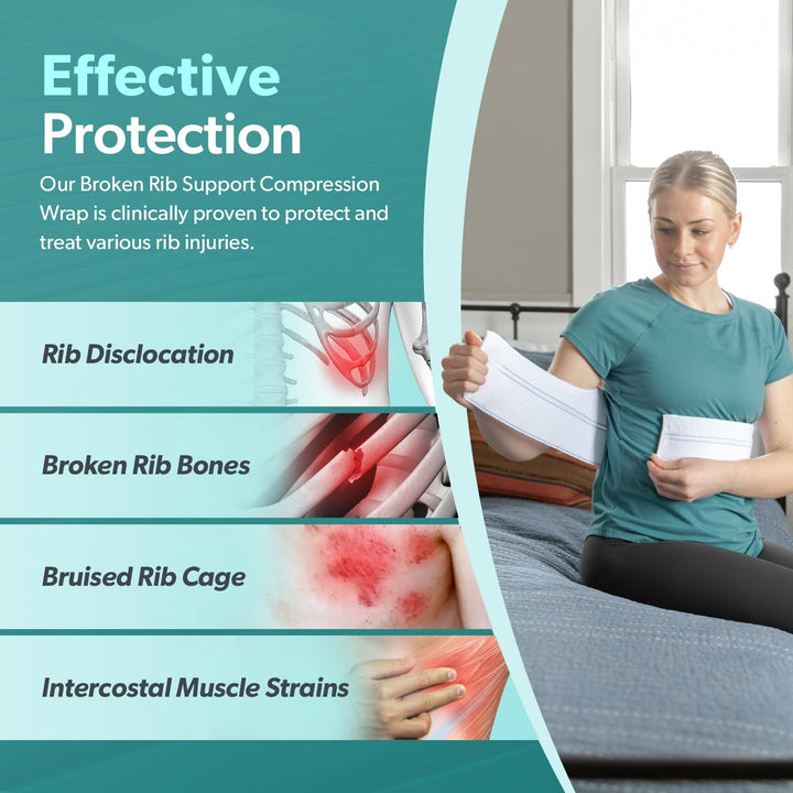 Broken Rib Brace | Elastic Chest Wrap Belt for Cracked, Fractured or Dislocated Ribs Protection, Compression and Support (Female - Fits 28"-60" Chest)