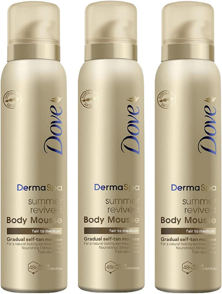 3 Pack of  Dermaspa Summer Revived 48 Hours Active Moisturisation Fair to Medium Body Mousse 150Ml