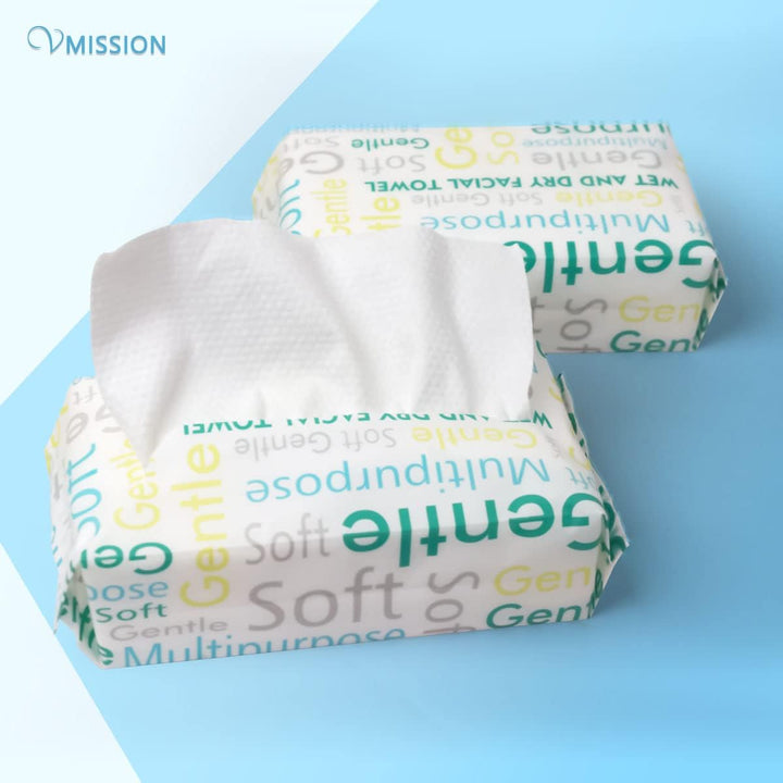 Face Towel 120 Counts, Cotton Tissue Dry Face Wipes for Women, Unscented and Ultra Soft Disposable Face Towel, Cotton Dry Baby Wipes , Make up Removing Thickening for Sensitive Skin 20X20Cm