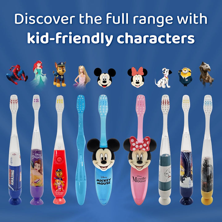 Disney Minnie Mouse Flashing Toothbrush for Kids with 2 Minute Flashing Light, Soft Rounded Bristles, and Comfortable Handle Grip for Children Ages 3+