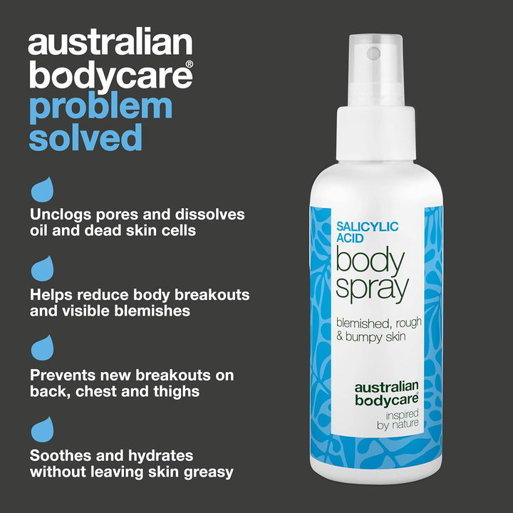 Salicylic Acid Spray against Body Breakouts, Clogged Pores and Rough Skin – with 2% Salicylic Acid and Glycolic Acid for Clearer, Smoother Skin