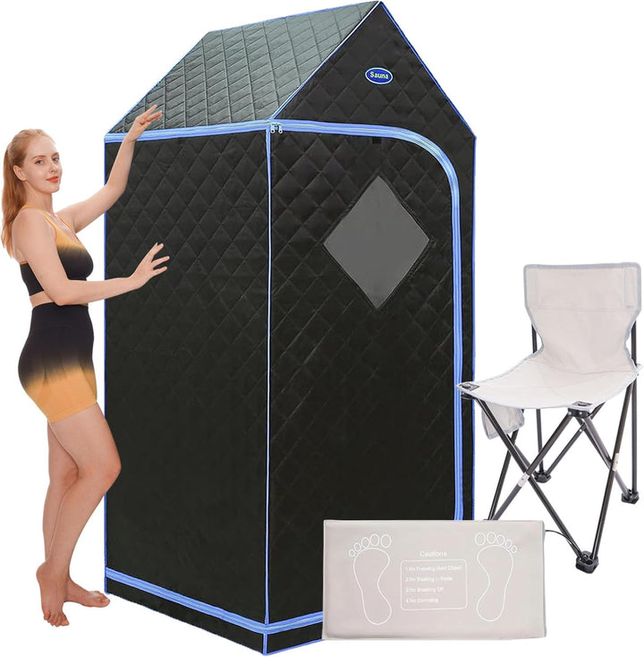Sauna,Portable Sauna,Folding Full Body Infrared Sauna Tent with Remote Control,Infrared Panel,Folding Chair,For Personal Spa (Black)