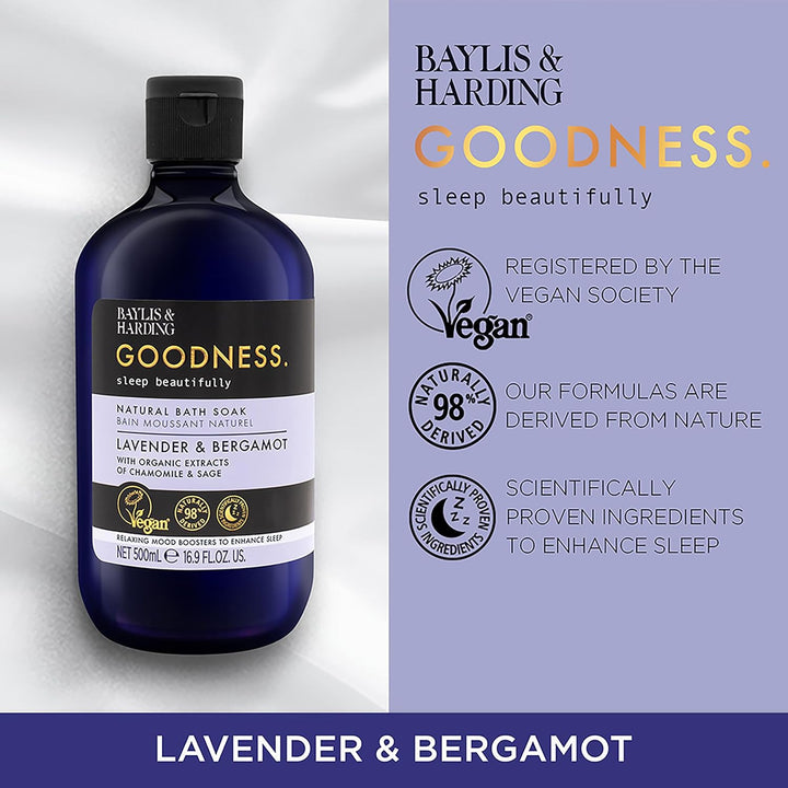 Goodness Sleep Lavender & Bergamot Sleep Bath Soak, 500Ml (Pack of 4) - Vegan Friendly