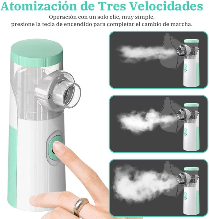 Nebuliser Machine for Adults and Kids, Cool Mist Steam Inhaler with 1 Nozzle and 1 Adult Mask and 1 Kid'S Mask, Adjustable Atomization Rate, Portable Nebulizer Machine for Home and Travel Use