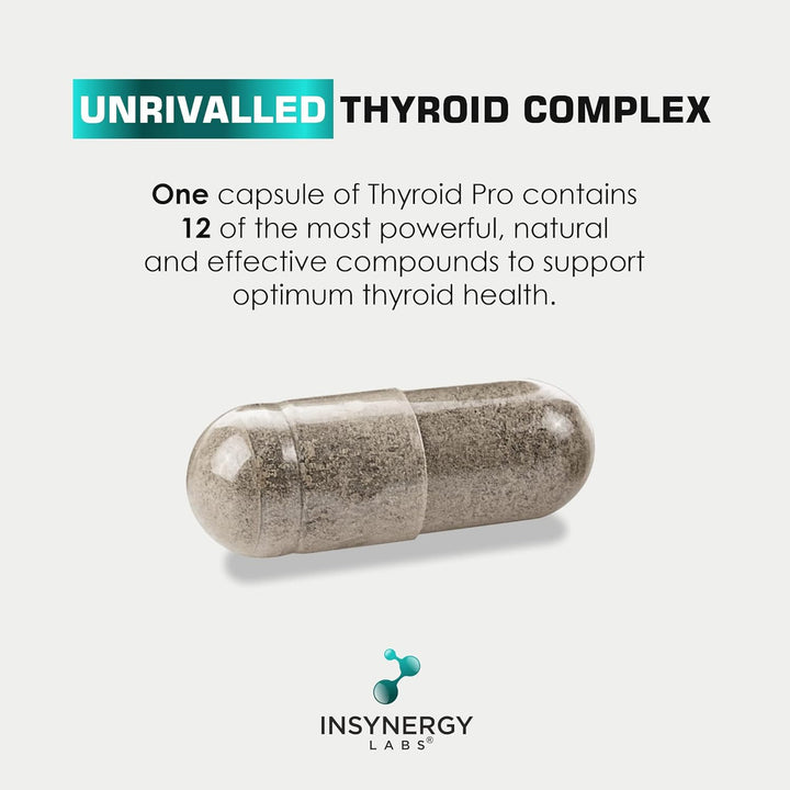Thyroid Support Complex Thyroid Pro for Women and Men – Energy, Focus, Tiredness & Fatigue – L Tyrosine, Ashwagandha, Vitamin B12, 60 Vegan Capsules Thyroid Supplement