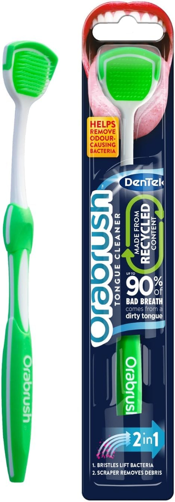 2 in 1 Orabrush Tongue Cleaner, 1 Count (Pack of 1)
