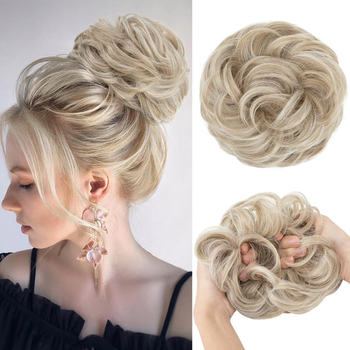 Messy Bun Hair Piece for Womens Synthetic Scrunchies Buns Extension Hairpieces Updo Pony Tail Dirty Blonde