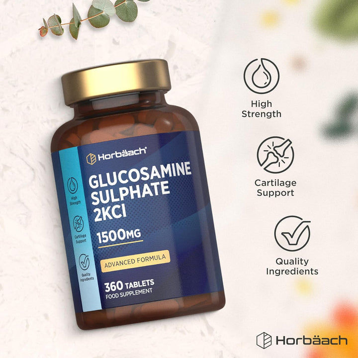 Glucosamine Sulphate 1500Mg | 360 Tablets | High Strength Glucosamine 2Kcl Supplement | by