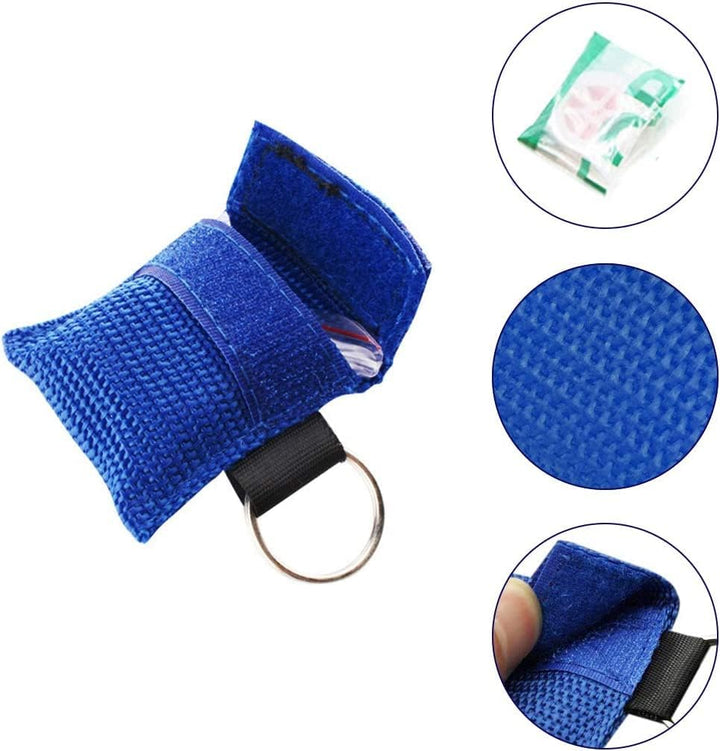 Set of 50 CPR Mask, Disposable CPR Shield Emergency Mask Key Chain Ring, with One-Way Valve Breathing Barrier for First Aid or AED Training