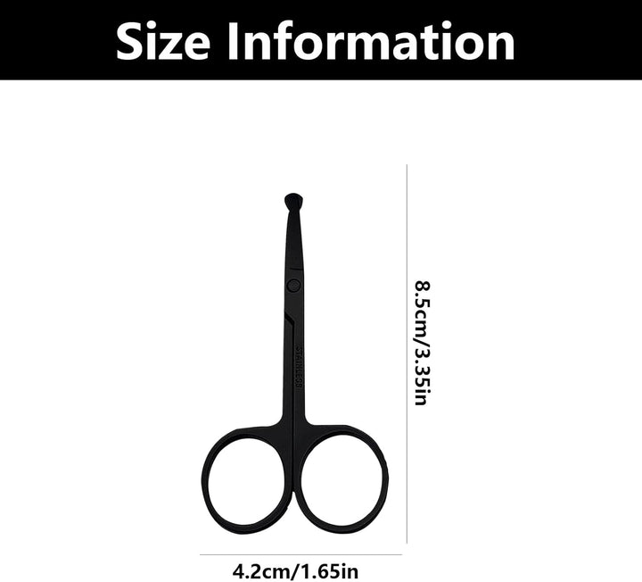 Stainless Steel Nose Scissors for Men, Nose Hair Scissors for Men, for Trimming Facial Hair Ear Hair Eyebrow(Black 8.5Cm)