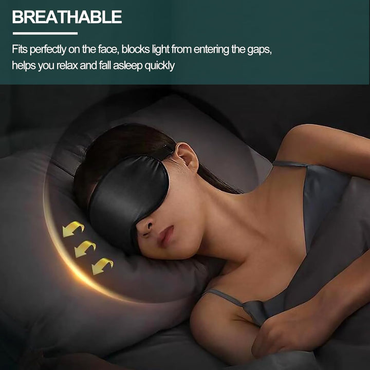 Sleep Mask, 2 Pack Silk Eye Mask, Soft Eye Mask for Sleeping, Light-Blackout Design, with Adjustable Strap, for Night, Travel, Nap (Black)
