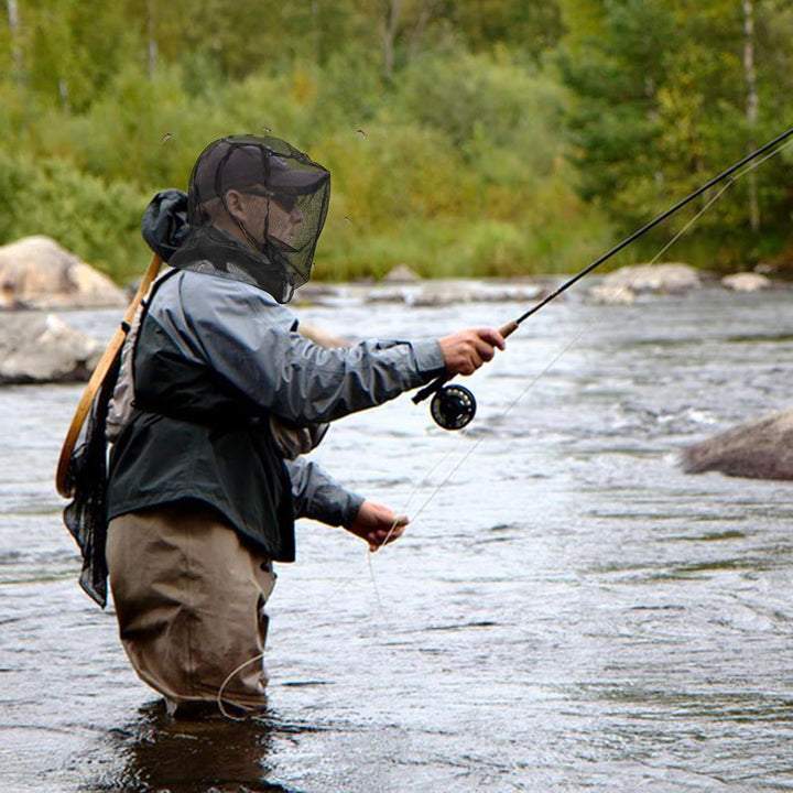 Premium Midge Net for Head 1 Pack, Ultra Large & Long, Extra Fine Holes, Fly & Bug Protection Gear for Camping, Hiking, Fishing, Gardening, Safari, Fit All Hats for Men & Women