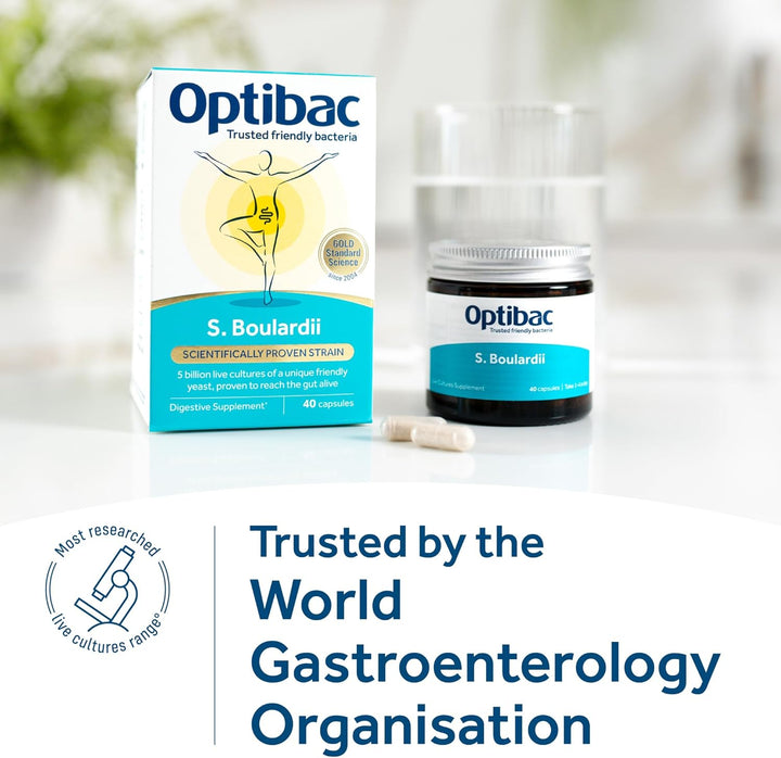 Saccharomyces Boulardii - Vegan Digestive Probiotic Supplement with 5 Billion Live Cultures - Most Recommended Brand - 40 Capsules