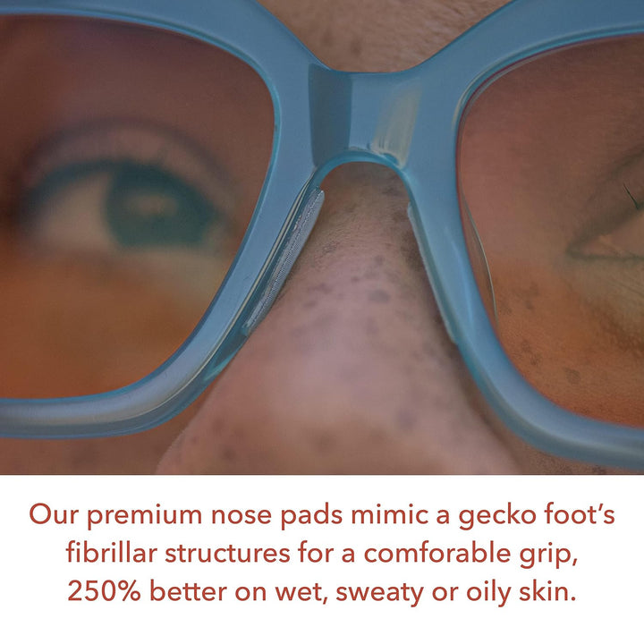 Gecko Grip Glasses Nose Pads (5 Clear Pairs) - Anti-Slip Nose Pads for Glasses, USA Made, Micro-Structured Fibers, Ultra-Strong Grip and Ultra-Soft, Self Stick Adhesive, 1 X 7 X 16 Mm
