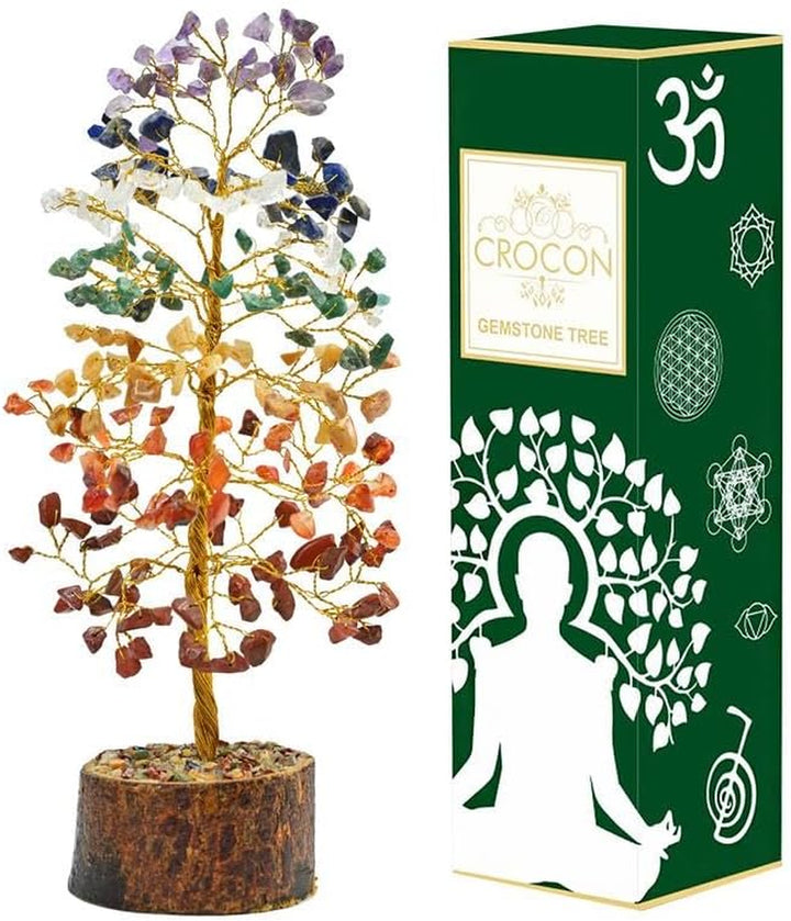 7 Chakra Healing Crystal Tree of Life Handmade Feng Shui Crystal Tree for Good Luck Positive Energy Wealth Reiki Healing Gifts for Women and Mum Birthday Home Decor & House Warming Gift