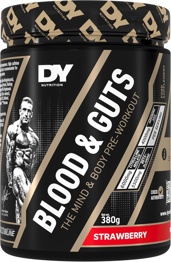 - Blood and Guts Pre Workout Powder, 380G (Strawberry) - High Strength Preworkout with 350Mg Caffeine, Citrulline Malate, Beta Alanine, Arginine AKG, L-Tyrosine, Vitamin B3, Men & Women