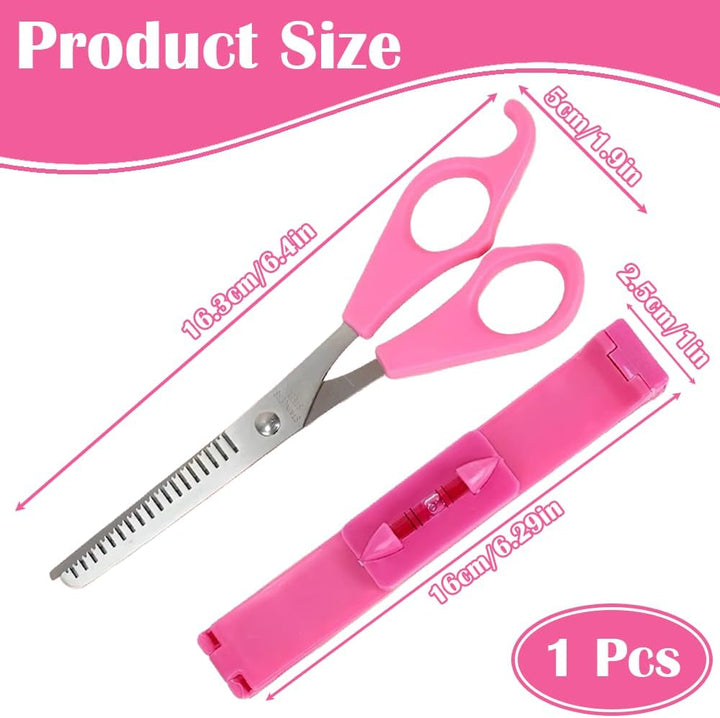 2Pcs Clip Cut Tool, Split End Trimmer Set, 1 Comb-Hairstyle Trimmer & 1 Haircutting Scissor, Styling Accurate Hair Cutting Kit for Home DIY Kids Women, for Layers, Bangs, and Split Ends (Pink)