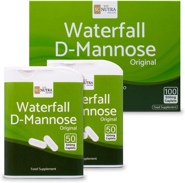 Waterfall D-Mannose 100 X 500Mg Caplets (Easy to Swallow Tablets) - 100% D-Mannose Naturally Sourced from Birch - for Healthy Bladder Support - Vegan - SC Nutra ()