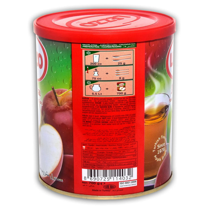 LEZZO Apple Flavoured Instant Drink - 700G Jar | Traditional Turkish Apple Tea Powder | Refreshing Hot & Cold Beverage Mix | Fruity Flavour Drink from Turkey