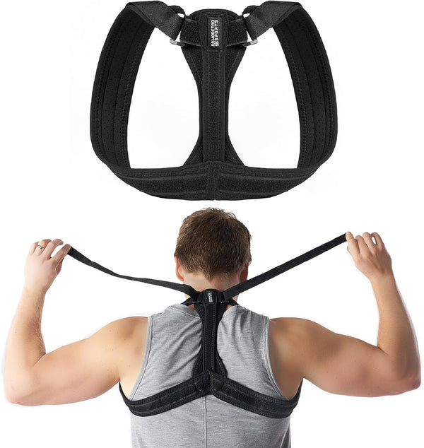Back Brace Posture Corrector – Large, Upper Back Support Posture Brace for Men and Women - Unisex, Shoulder and Spine Support for Physical Therapy – Black