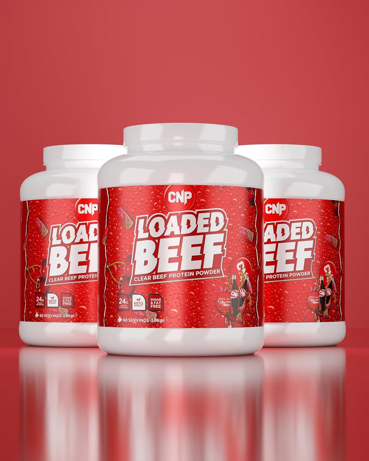 Loaded Beef, Clear Beef Protein Powder, 23G Clear Collagen Protein, Keto Friendly, Virtually Sugar & Fat Free, 60 Servings 6 Great Tasting Flavours (1.8Kg, Cherry Cola)