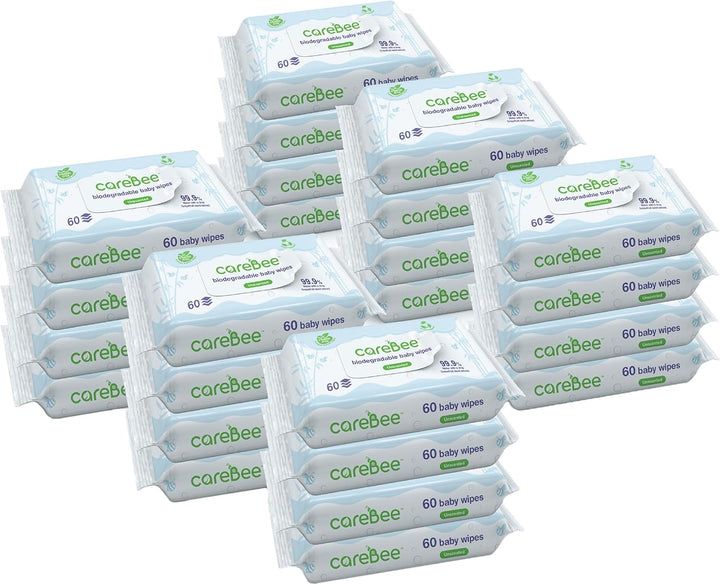 99.9% Water Baby Wipes | Biodegradable, Plant-Based & Plastic-Free | Hypoallergenic, Unscented, Extra Gentle for Sensitive Newborn Skin | 60 Wipes per Pack (1 Count (Pack of 1))