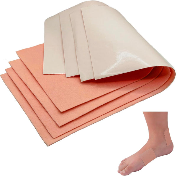 Moleskin Fleecy Web Chiropody Felt - Bumper Pack 4 Sheets (20Cm X 45Cm X 1Mm) Foam Padding Self Adhesive Felt for Corns, Ulcers and Blisters - Foot Dressing Podiatry Felt