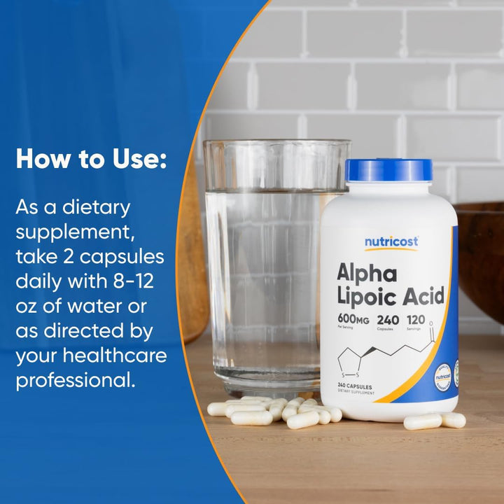 Alpha Lipoic Acid 600Mg per Serving, 240 Capsules - Gluten Free, Vegetarian Capsules, Soy Free & Non-Gmo