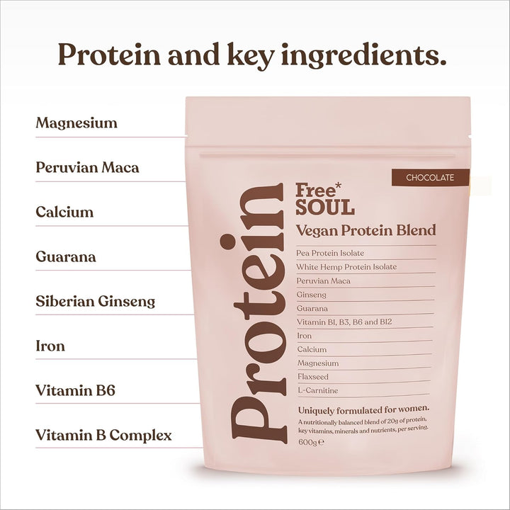 Vegan Protein Powder | Formulated for Women | 600G | 20G Protein with Added Nutrients | Gluten & Soy Free Plant-Based Nutrition Shake | Pea & Hemp Isolate Protein | Chocolate Flavour