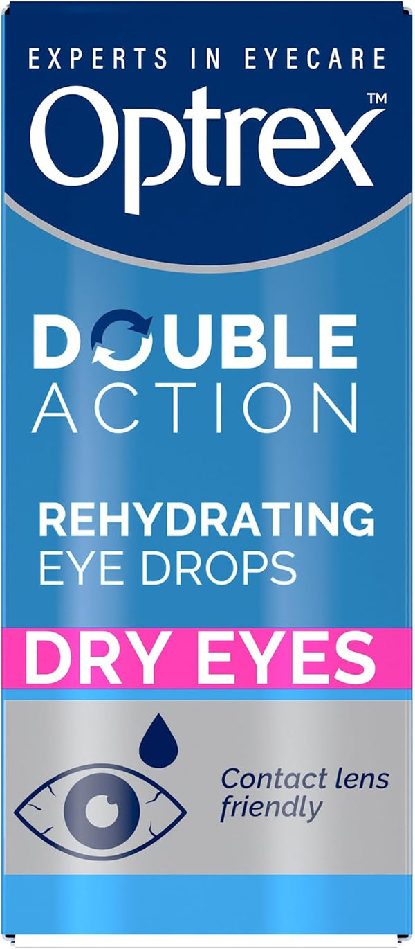Double Action, Dry Eyes, 10 Ml, Moisturising Drops for Dry & Tired Eyes, Fast Long-Lasting Relief, Restores Moisture, Suitable with Contact Lenses, Eye Care Solution, Instant Relief