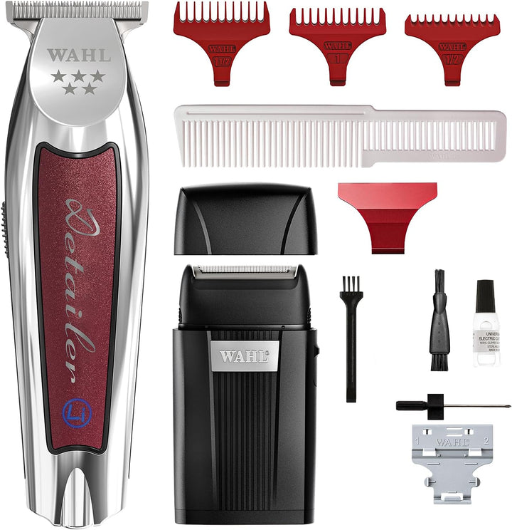 Professional Trimmer and Shaver Bundle, Cordless Detailer Barbers Trimmer, Wide T-Blade for Straight Lines, Ultra-Close Fade Finishing, Perfect for Salon Use