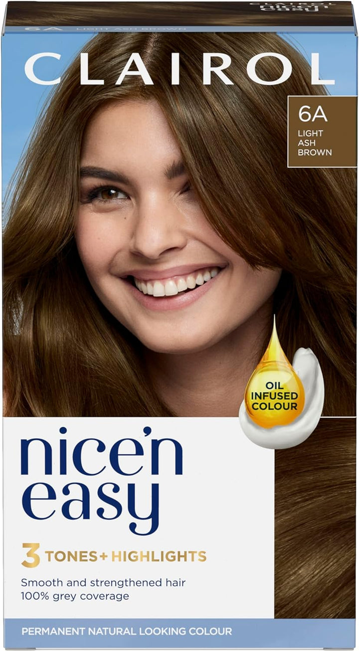 Nice'N Easy Crème, Natural Looking Oil Infused Permanent Hair Dye, 6R Light Auburn, Packaging May Vary