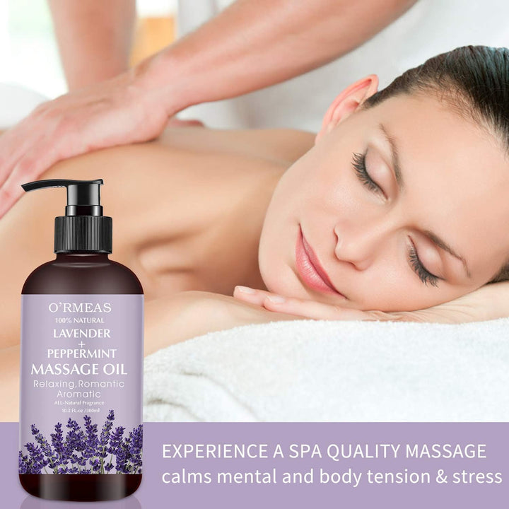 Massage Oil for Relaxing Lavender Massage Oils for Massage Moisturizing Body Oil for Men and Women 10.2 Fl.Oz